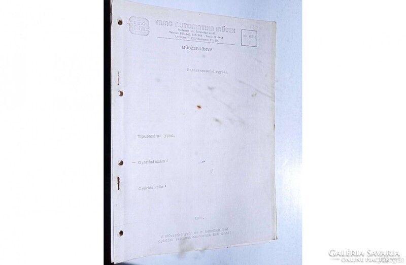 MMG -AM határkapcsoló egység műszerkönyv , 1985