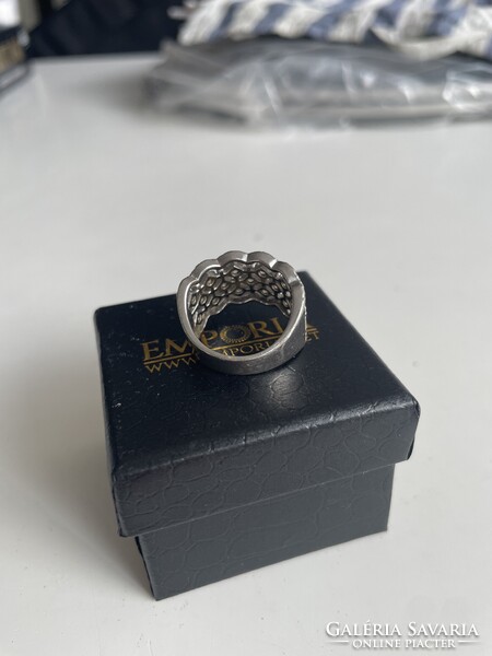 Széles moissanite gyémánt gyűrű ezüst foglalatban