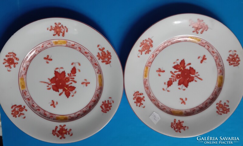 2 Herendi süteményes tányér , tégla színű Apponyi mintával