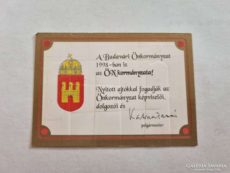 Fővárosi Önkormányzat 1998. évi kártyanaptár - Katona Tamás polgármester