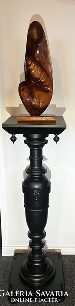 Nagyméretű régi  art deco fa szobor ! Anya gyermekével .