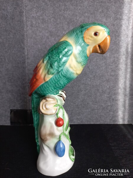 Herendi nagy porcelán papagáj, jelzett, hibátlan