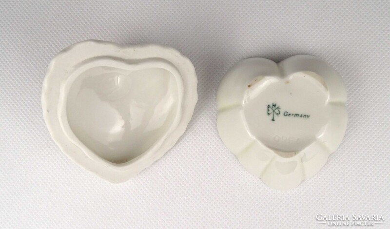 1X655 Régi szív alakú rózsás ENS porcelán bonbonier