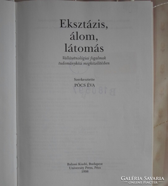 Tanulmányok a transzcendensről 1.: Eksztázis, álom, látomás (Balassi, 1998)