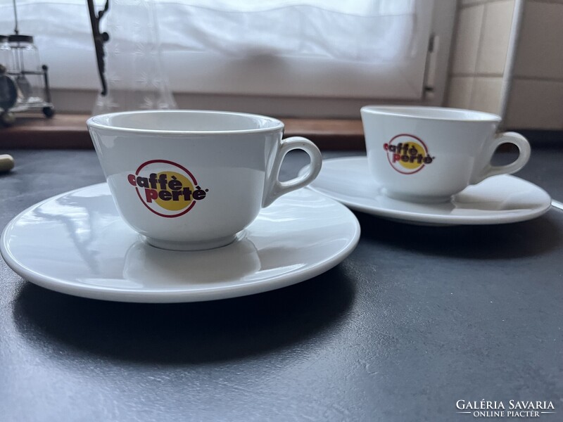 Olasz “Caffè Pertè” cappuccinos méretű vastagfalú porcelán csésze
