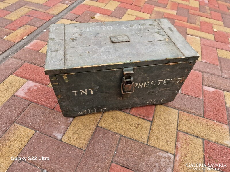 Régi katona láda antik katonai láda fa láda vintage régiség