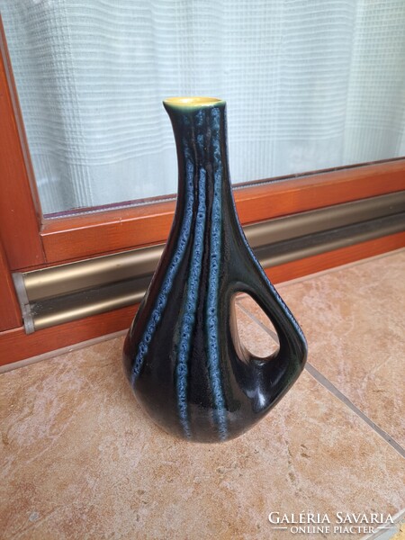 Tófej, kék-fekete kancsóváza, hibátlan.