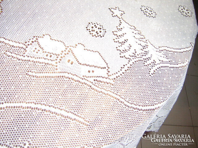 Aranyos karácsonyfa talp takaró csipke terítő