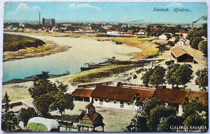 Szolnok - Újváros létképe  - antik litho képeslap