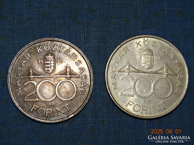 EZÜST 200 FT FORINT HUF 1992 , 1994  2 DB !!!