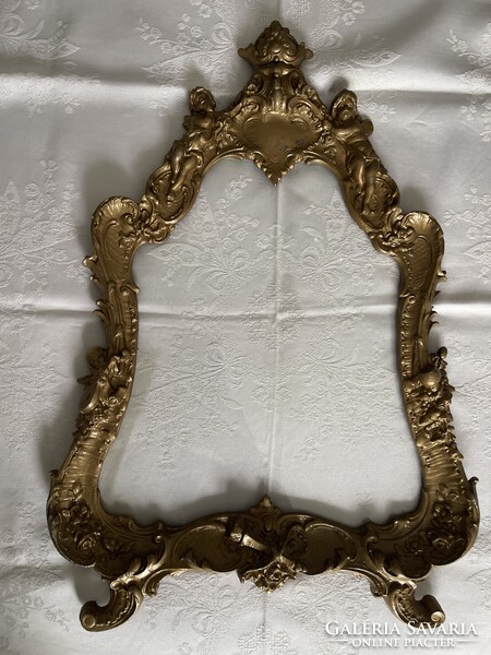 Álomszép barokk puttós fém tükör vagy képkeret, nagy.