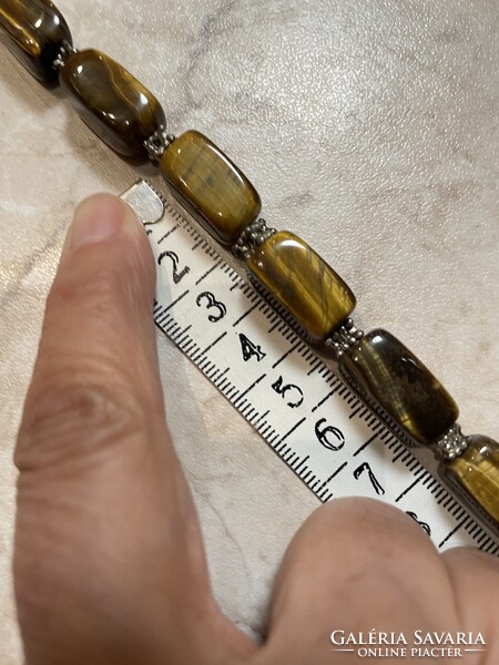 Tigrisszem ásvány gyöngysor egyedi nyakék antik ásványékszer