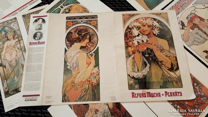60x43cm 10 darabos Alfons Mucha plakát szett  reprodukció