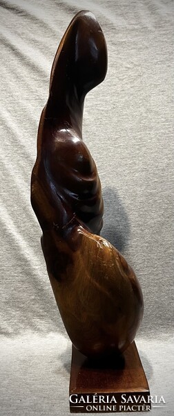 Nagyméretű régi  art deco fa szobor ! Anya gyermekével .