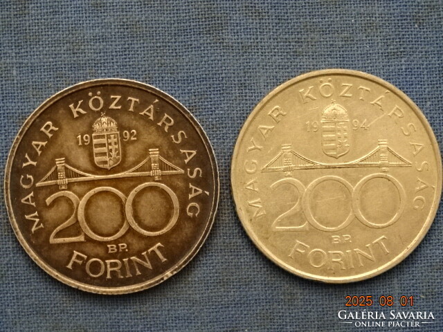 EZÜST 200 FT FORINT HUF 1992 , 1994  2 DB !!!