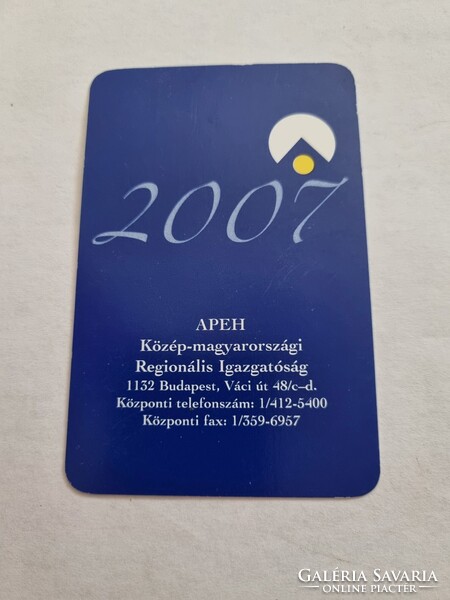 APEH Közép-magyarországi Regionális Igazgatóság  2007. évi kártyanaptár