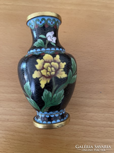 Álomszép rekeszzománc réz Kinai váza virágok.