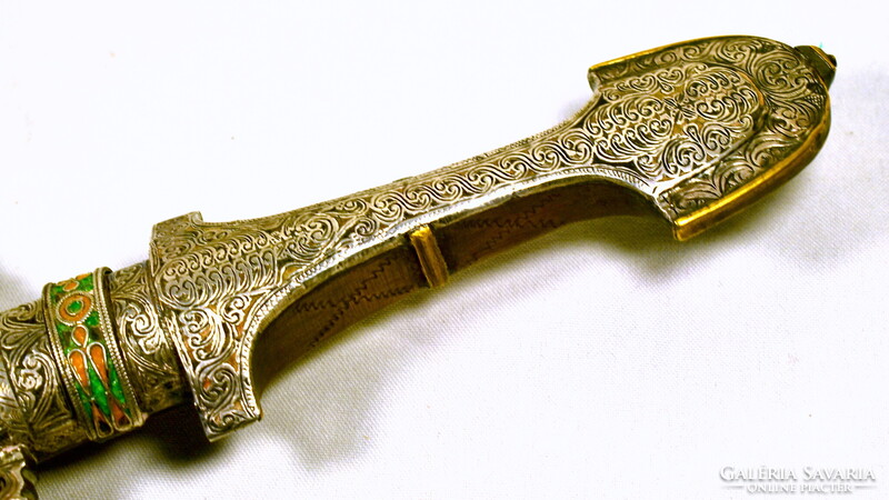 1900 körül ORIENTALISTA - KELETI GÖRBE TŐR EZÜST BERAKÁSOS TOKKAL ÉS MARKOLATTAL !