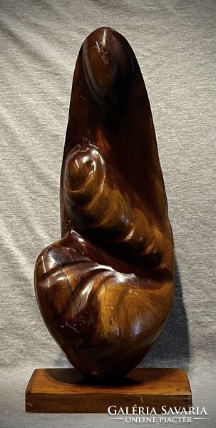 Nagyméretű régi  art deco fa szobor ! Anya gyermekével .