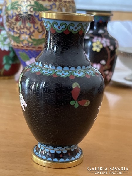 Álomszép rekeszzománc réz Kinai váza virágok.