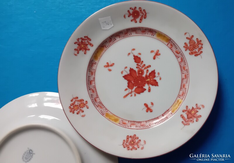 2 Herendi süteményes tányér , tégla színű Apponyi mintával
