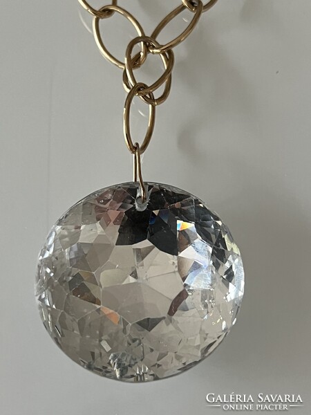 Hatalmas csiszolt kristály medálos nyaklánc, medál 4,8 cm átmérőjű