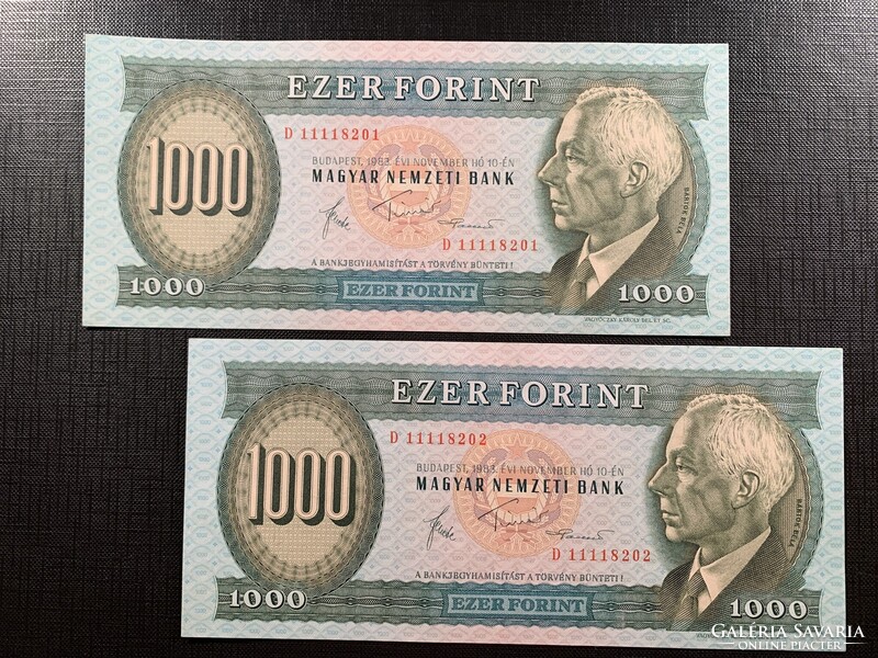 ***  GYÖNYÖRŰ sorszámkövető 1983-as “D” 1000 forint ***