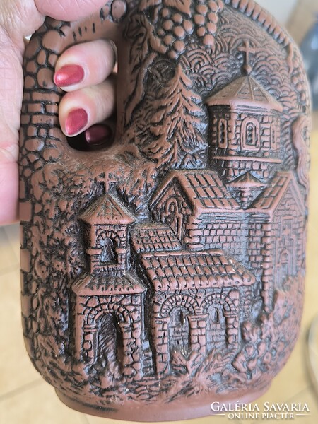 Német , kerámia dísz üveg,asztalközép kínáló  eladó!