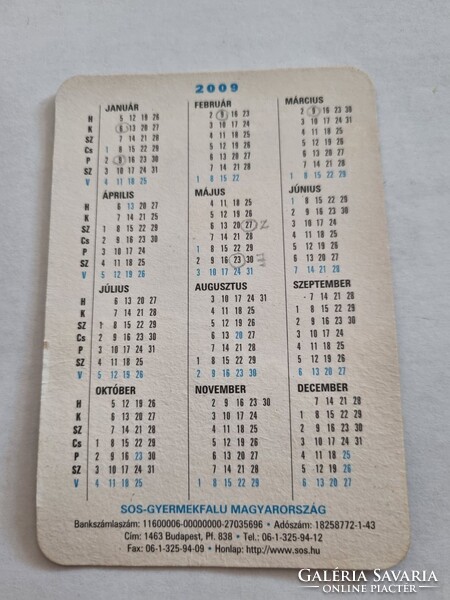 SOS-GYERMEKFALU MAGYARORSZÁG 2009. évi kártyanaptár