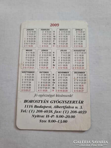BOROSTYÁN GYÓGYSZERTÁR 2009. évi kártyanaptár - Fajansz patikaedény