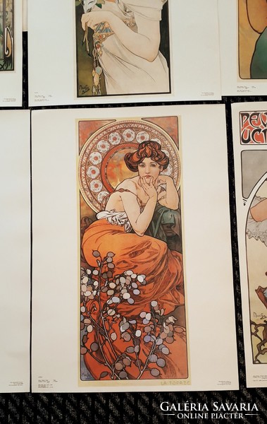 60x43cm 10 darabos Alfons Mucha plakát szett  reprodukció