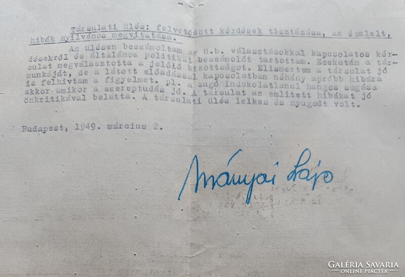 Vidéki színházak államosítása -Radó László kecskeméti társulata bizalmas jelentés 1949..