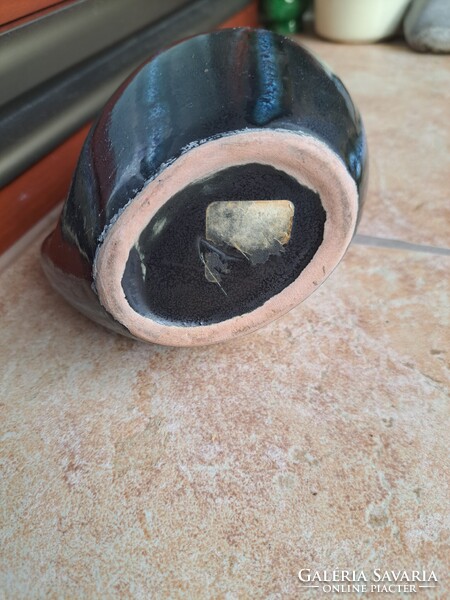 Tófej, kék-fekete kancsóváza, hibátlan.