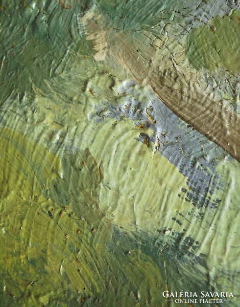 (N) Halasi Horváth István (1904-1994) : Fák, kazlak