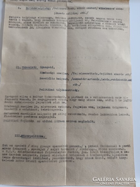 Vidéki színházak államosítása - Debrecen Csokonai Színház bizalmas jelentések 1949.