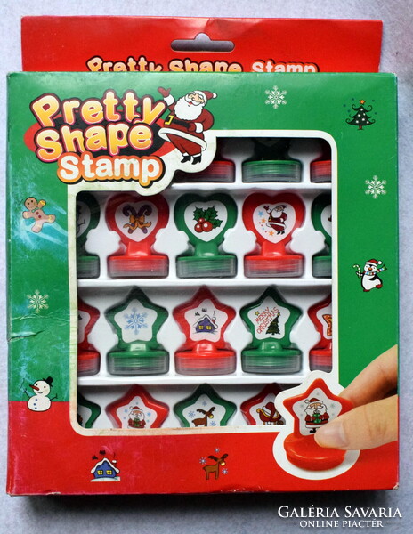 20 darabos  játék nyomda karácsonyi dekoráció  -  saját dobozában