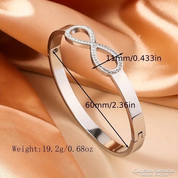 Végtelen Karkötő 18 Karátos Sárga Vagy Fehér Aranyozott Hegyikristályokkal Díszítve 304L Titánacél