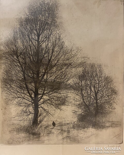 László Gyula rézkarc