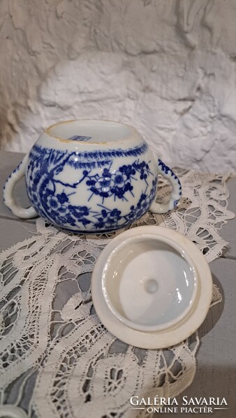 Japán cseresznyevirágos porcelán cukortartó