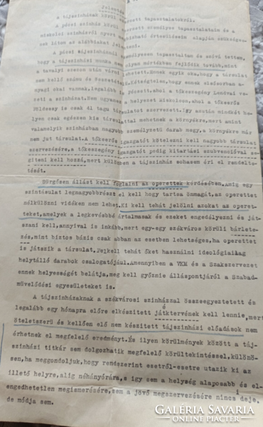 Vidéki színházak államosítása -Tájszínházak tapasztalatai bizalmas jelentés 1949.