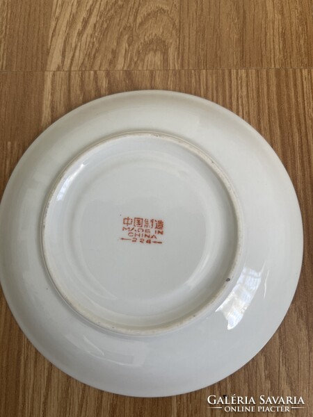 Gyönyörű gyűjtői finom vékony porcelán Kinai jelenetes teás csésze kistányérral