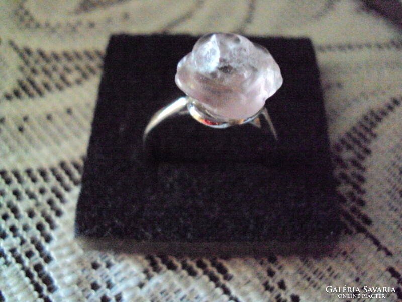 Ezüst gyűrű ametiszt rózsával  állítható méret