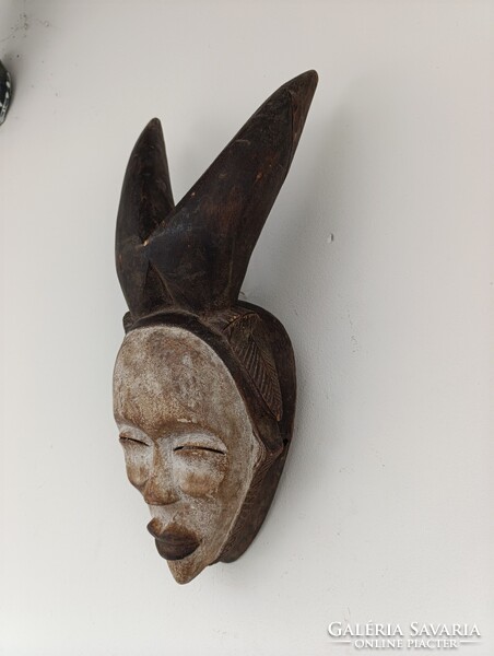 Afrikai maszk antik antilop patinás fa Kwele népcsoport Gabon africká maska D805 611 5602