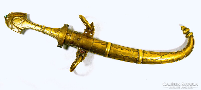 1900 körül ORIENTALISTA - KELETI GÖRBE TŐR EZÜST BERAKÁSOS TOKKAL ÉS MARKOLATTAL !