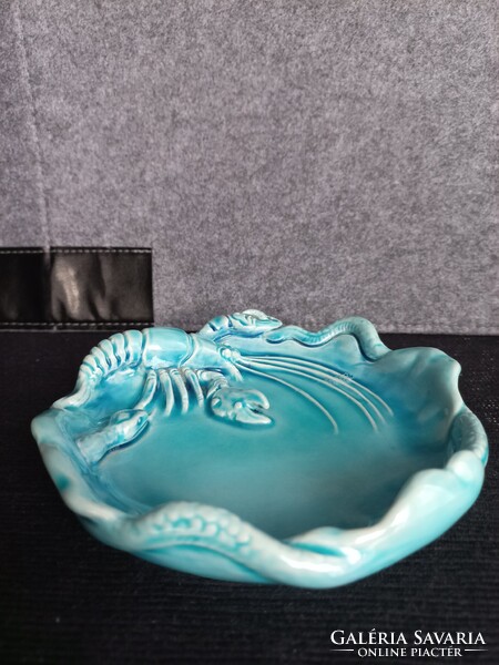 Zsolnay alapmázas art deco rákos tál/dísztál