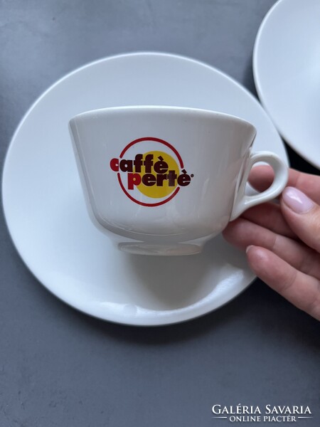 Olasz “Caffè Pertè” cappuccinos méretű vastagfalú porcelán csésze