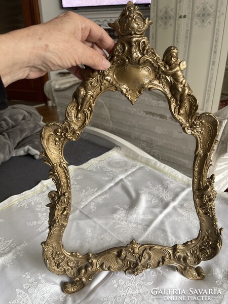 Álomszép barokk puttós fém tükör vagy képkeret, nagy.