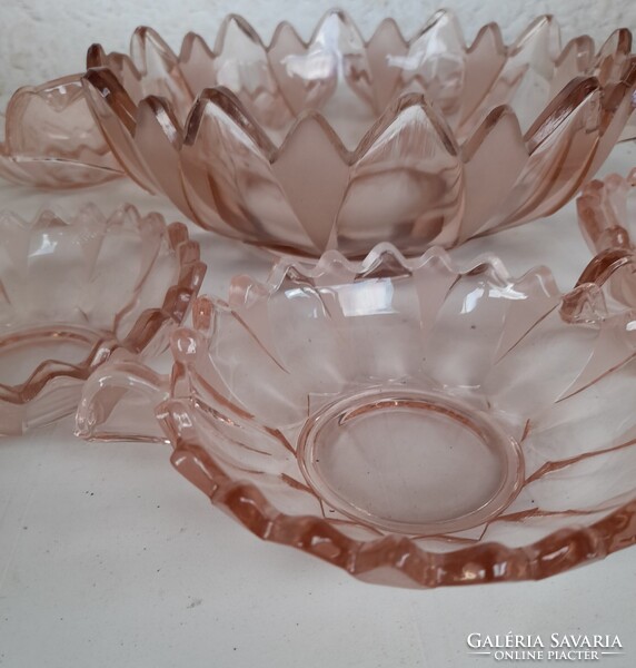 Rózsaszín üveg kompótoskészlet