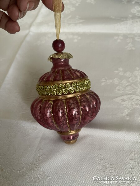 Régi nagy lilás üveg karácsonyfa dísz különleges darab.