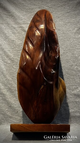 Nagyméretű régi  art deco fa szobor ! Anya gyermekével .
